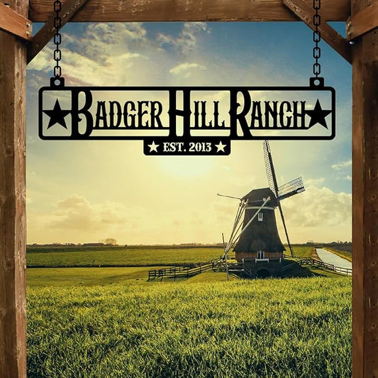 Personalized Metal Farm Sign, Customized Family Name Ranch Sign, Large Last Name Sign for Farmhouse Decoration, Outdoor Farm Wall Art, Welcome Sign, Entrance Gate Sign, Farm Lovers Gift, Garden Decor