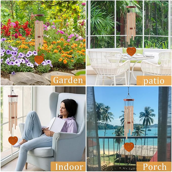 Aunt Wind Chimes Gifts - Birthday Christmas for Aunt from Niece Nephew, Auntie Wind Chimes for Outside, Garden Patio Porch Decor