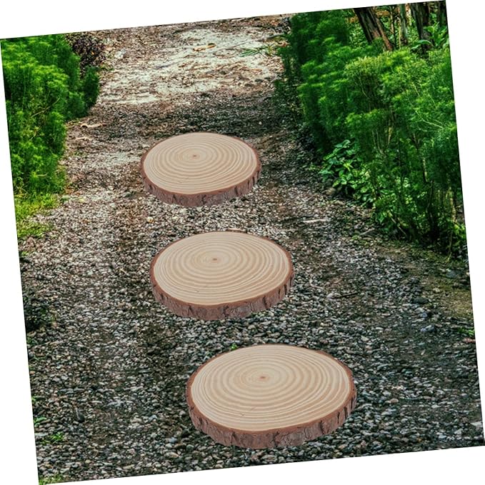 LIOOBO 2pcs Garden Walkways Outdoor Wood Stepping Stones Decorative Garden Paver