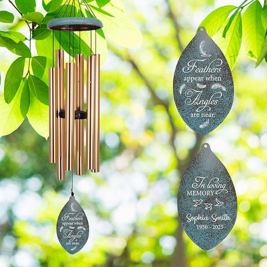 ASTARIN Deep Tone Memorial Wind Chimes Personalized, Sorry for You Loss Bereavement Gifts, Outside Condolence Wind Chime for Loss of Mother Father, 35" Three Colors, Produced in USA