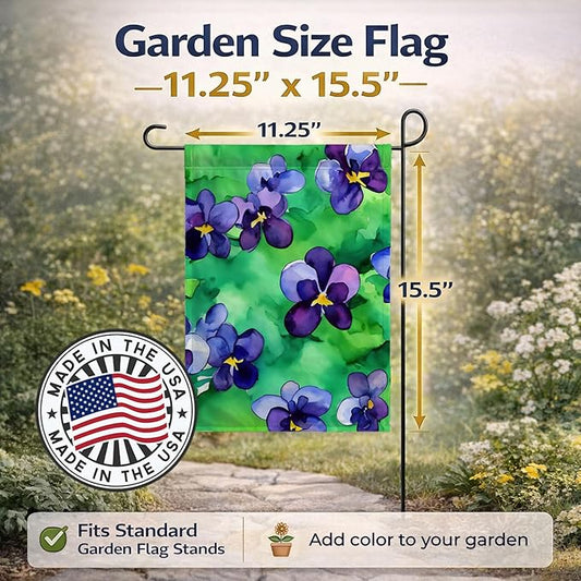 Caroline's Treasures Wisconsin Wood Violets in Watercolor Garden Flag Mailbox Flag Decorative Yard Flag Banner Outside Patio Artwork Yard Flower Beds, Garden Size, Multicolor
