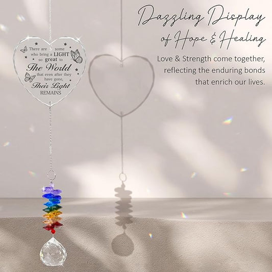 Glass Suncatcher Ornament - Unique Memorial Mother's Day for Loss of Family, Loved Ones - Crystal Rainbow Maker - Hanging Crystal Decor - Loss of Mom Dad Friend Pet
