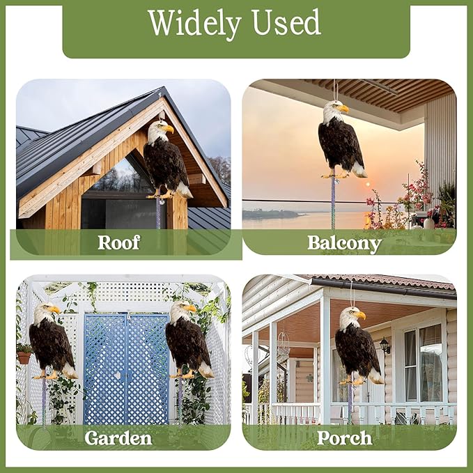 Fake Owls to Keep Squirrels Away from Outdoor 4PCS Flat Garden Owl Plastic Owl to Scare Pigeon Woodpecker for Balcony House Hanging Hawk with Reflective Tape for Outside Patio Yard Front Porch