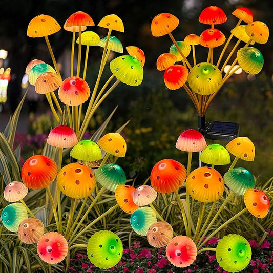 Kohlrabi Solar Garden Lights, 4 Pack Solar Mushroom Lights Outdoor, Upgraded 48LED Mushroom Light Yard Decor Outside Waterproof, Garden Decor for Lawn Front Porch Patio Backyard
