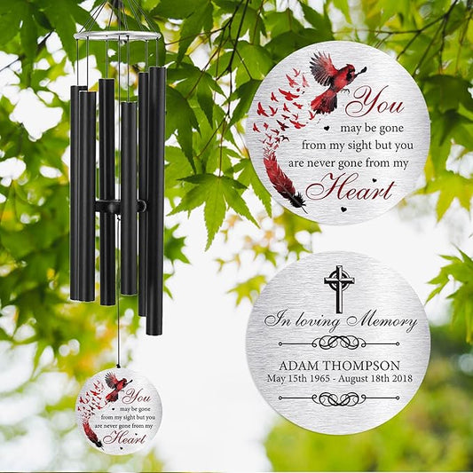 ASTARIN Personalized 30" Bereavement Wind Chimes for Outside, Memorial Gift in Remembrance of a Loved One, Sympathy Gift for Loss of Mother Father Husband, Garden Patio Decor