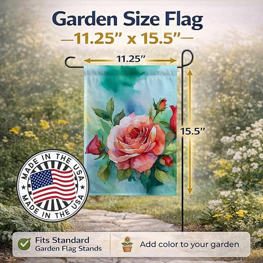 Caroline's Treasures Oklahoma Roses in Watercolor Garden Flag Mailbox Flag Decorative Yard Flag Banner Outside Patio Artwork Yard Flower Beds, Garden Size, Multicolor