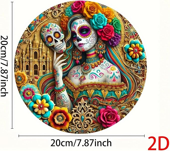 7.87inch Witch Sun Catchers Indoor Window The Day of Dead Skull Floral Acrylic Suncatcher Halloween Glass Window Hanging Gothic Decor with Chain for Home Garden Ornament Women Lover Gift