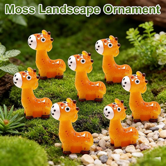 Mini Giraffe Figurines for Fairy Garden - 50 Pack Yellow Resin Animals for Terrarium Decorations, DIY Miniature Landscape & Dollhouse Accessories