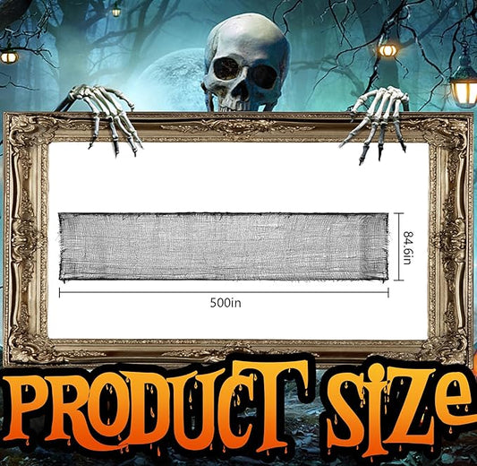 RunNico 500" x 85" Halloween Creepy Cloth - Black Halloween Spooky Fabric Cloth - Large Creepy Spooky Halloweens Decorations for Haunted House Window Backdrops Garden Party