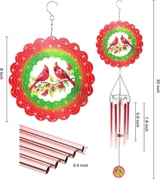 Wind Chimes with Cardinal Wind Spinner, Gifts for Mothers Day Grandma Mom Women Birthday Retirement Teacher, 31" Windchimes Outdoor Decor Hanging Mobile for Garden Porch Patio Backyard