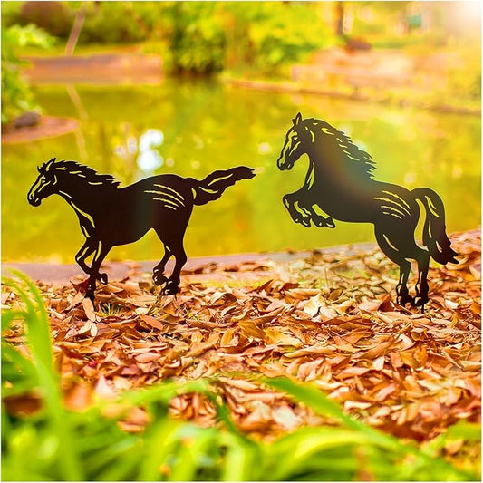 Horse Metal Garden Stakes Decorative Horse Gifts for Women/Men Horse Lovers Gifts,Black Horse Silhouette Statues for Yard Art,Outdoor Decor,Outside,Patio,Lawn Ornaments,Garden Decorations
