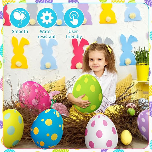 Simgoing 12 Pcs Easter Inflatable Decorations Easter Egg Inflatables Outdoor Decorations Colorful Eggs Decor for Ornament Yard Lawn Garden Holiday Party Indoor Outdoor Decor, 15 Inch (Pastel)
