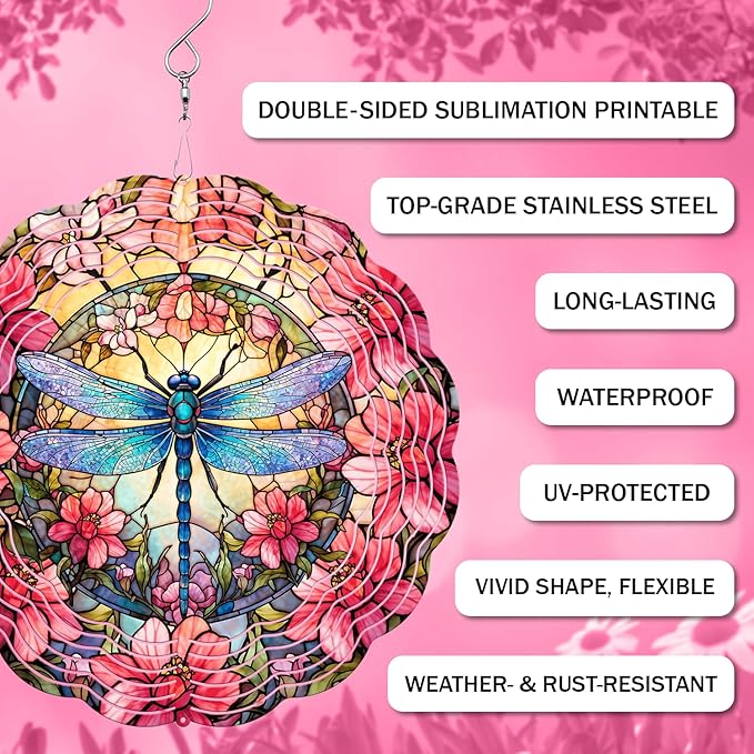 Dragonfly Wind Spinner, 3D Hanging Stainless Steel Garden Spinner, Wind Spinner Hanging for Outdoor & Indoor Dรฉcor, Unique Gifts for Yard Garden Decoration or Patio Dรฉcor (Dragonfly)