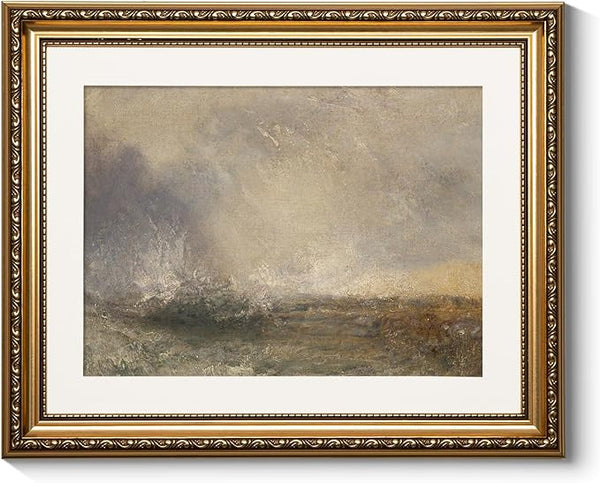 ARPEOTCY Vintage Gold Framed Wall Art, Nature Abstract Storm Seascape Paintings, Canvas Pictures Prints Artwork with Antique Frame, Wall Decor for Living Room Bedroom Bathroom, 13x16 inch
