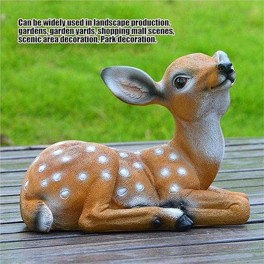Cute Statues Garden Deer Statues 2Pcs Sika Sitting Statue Sculpture Animal Model Art Craft Backyard Decor