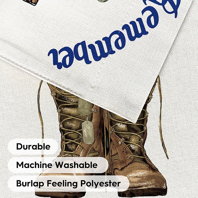 AVOIN colorlife Memorial Day Always Remember Our Heroes House Flag 28x40 Inch Double Sided, Military Soldiers Boots Patriotic Veteran Yard Outdoor Decoration