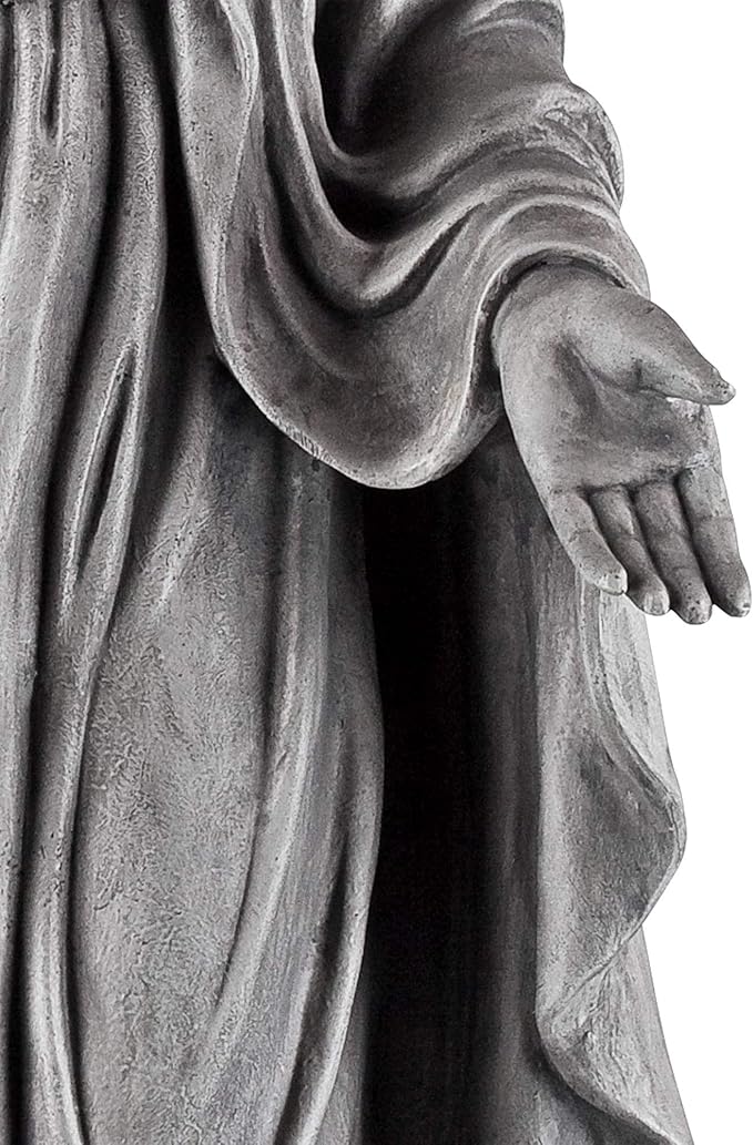 John Timberland Virgin Mary Statue Sculpture Catholic Religious Holy Decor Outdoor Garden Front Porch Patio Yard Outside Home Balcony House Exterior Backyard Gray Stone Finish Ceramic 29" Tall