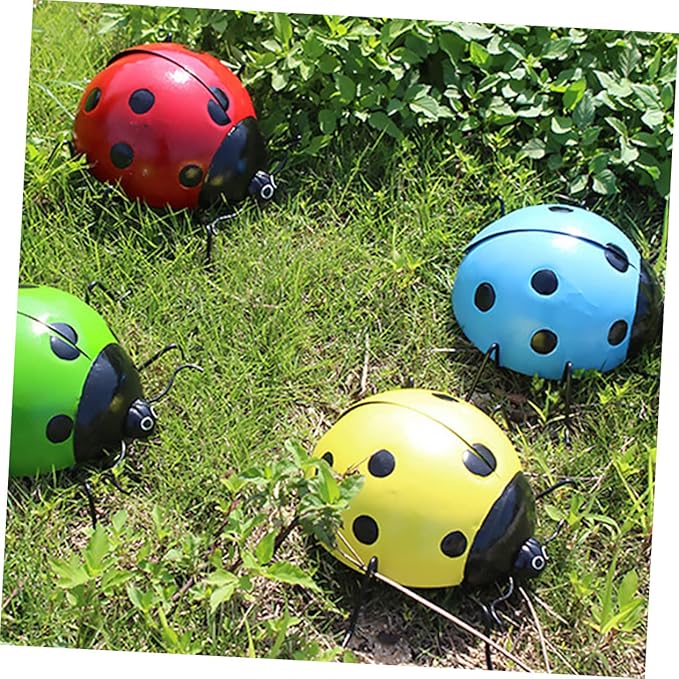 Homoyoyo Large Artificial Ladybug Pendant Creative Iron Garden Ornament for Home Decor Holiday Garden Lovers and Ladybug Enthusiasts