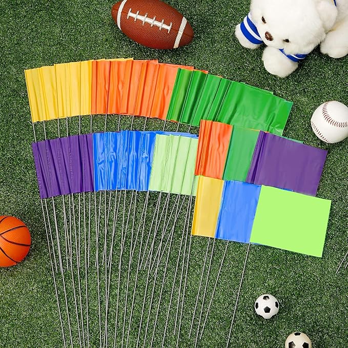 Amylove 300 Pcs Marking Flags 15 x 4 x 5 Inch Marker Flags for Lawn Yard Survey for Lawn Irrigation Landscape Fence Sprinkler Pet Training(Regular Color)
