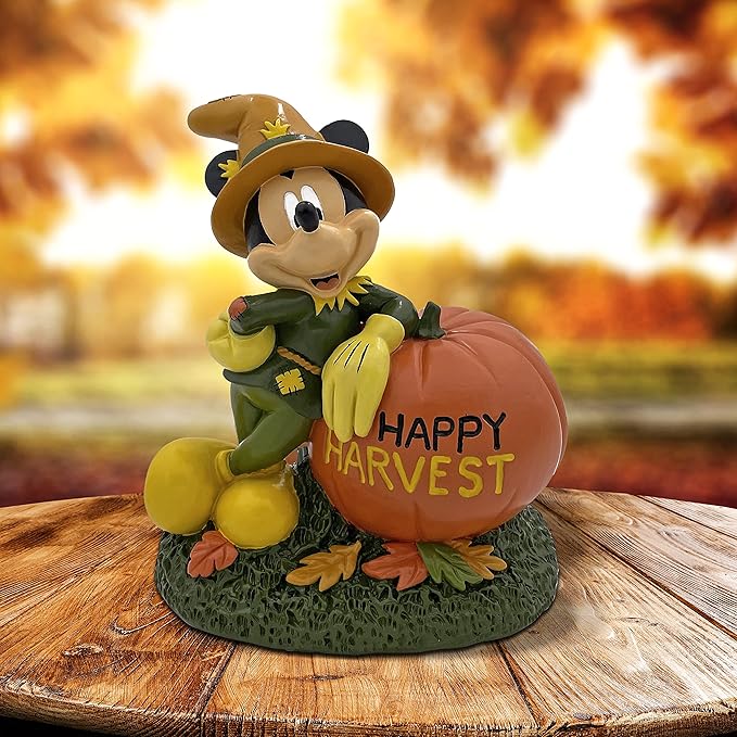 Disney Mickey Mouse Scarecrow Halloween Outdoor Garden Statue, 7 inches Tall, Officially Licensed Disney Product