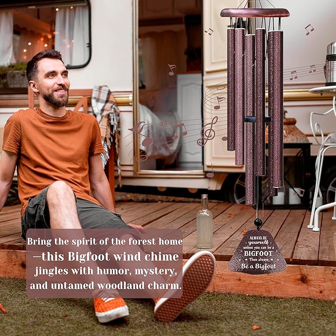 Kubbut Bigfoot Gifts, Big Foot Sasquatch Gifts 32" Wind Chimes, Sasquatch Lover Gift for Men/Women, Cool Bigfoot Yard Decor