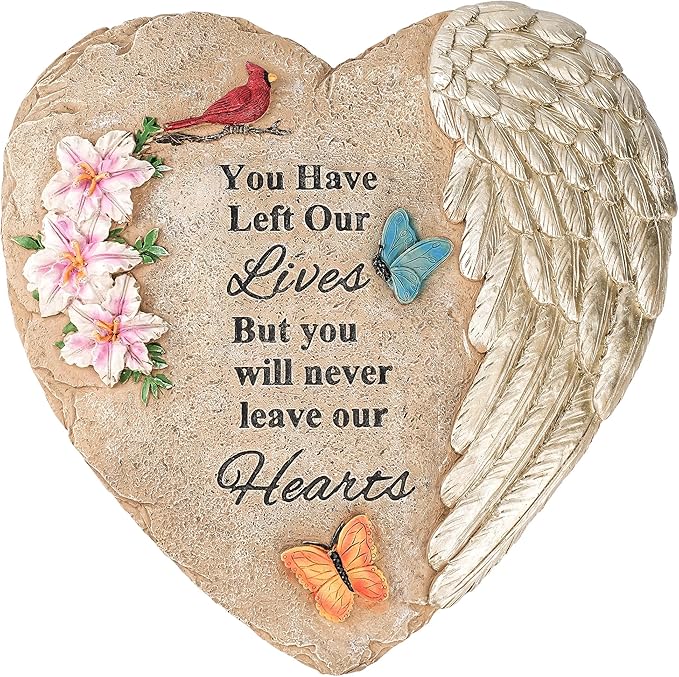 Memorial Garden Stones with Heartfelt Quote, Sympathy Gifts for Loss of Loved One, Bereavement Memorial Statue for Outdoor or Indoor Decor, Waterproof Stone for Grave Decoration(10 Inch)