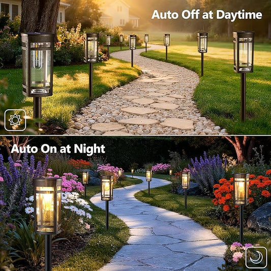 Jyoiat 6 Pack Outdoor Solar Pathway Lights - Solar Landscape Lights Outdoor Walkway Solar Garden Lights for Lawn, Path, Yard Decor (Warm White)