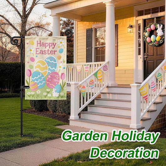 HOOSUN Garden Flag Stand,Sturdy Garden Flag Holder Pole for Outside House,Yard Flags Holder with one Tiger Clip,Yard Banner Pole for Holiday Flags Decorations Outdoor Lawn (2 Pack)