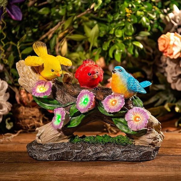 Malister Bird Figurines with Color Changing Solar Light Garden Decor, Outdoor Decor Garden Statues, Gnome Decor Porch Outdoor Statues Patio Decorations Lawn Yard Art, Statue Gifts
