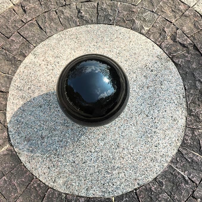 Gazing Ball for Garden Decor - 8-Inch Hollow Metal Sphere for Outdoor & Indoor Use, Patio, Yard, Flower Bed Accent Piece (Black)