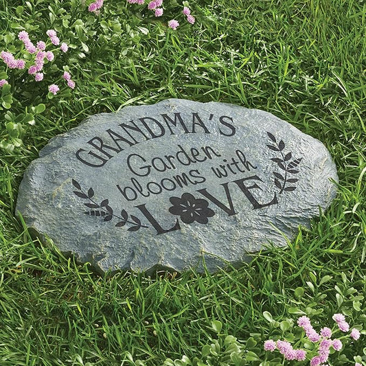 Let's Make Memories Personalized Blooms with Love Garden Large Garden Stones – for Mom/Kids or Grandma/Grandkids – Customize with Title & Names