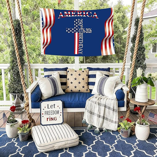 250 Anniversary USA Flag 3x5 Ft 2 Sided 3 Layers 250th Anniversary Flag We The People 1776-2026 250 Years Birthday Patriotic Decor for Outdoor Front Door Porch Wall (F)