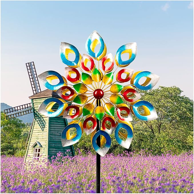 Pure Echo Metal Wind Spinner, 84 inch Large Outdoor Wind Spinners for Yard and Garden, Colorful Decor, Gift for Family Friends