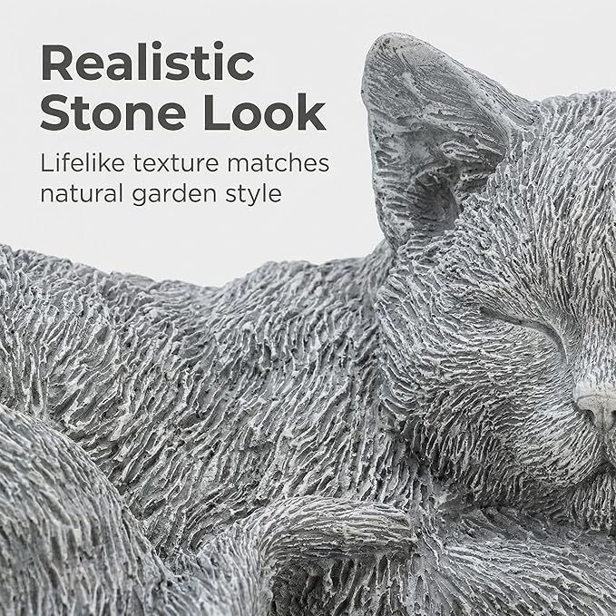 Cats Memorial Stone Garden Statue, Pet Statues Gifts for Loss of Cat Sympathy, Grave Markers for Garden Outdoor Statue Decor, 11.4” L Garden Decorative Tabby Figurine
