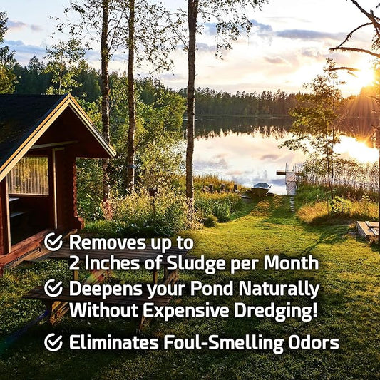 Pond Sludge Remover – 5 Pounds Beneficial Pond Bacteria & Enzyme Treatment - 100% Natural Muck Digester – Safe for All Aquatic Life and Recreation - Made in The USA