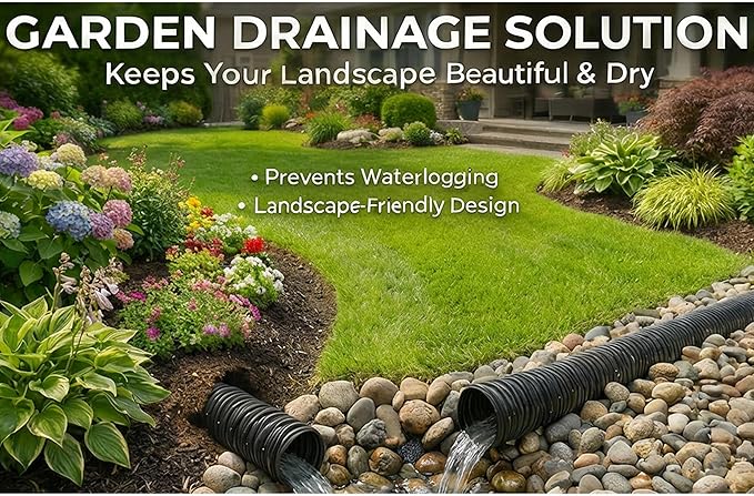 Corrugated Pond Tubing - Flexible, Kinkproof, Reinforced PVC Hose for Water Gardens, Pumps, Waterfalls & Aquaculture (10 Feet Black, 1.0 Inch)
