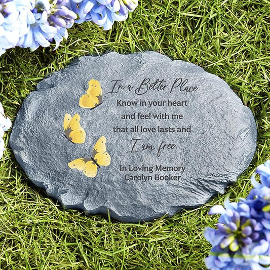 Let's Make Memories Personalized Sympathy Garden Stone - I Am Free - Condolence & Memorial Gift - Customize with Message -11" Lx6 Wx3 D