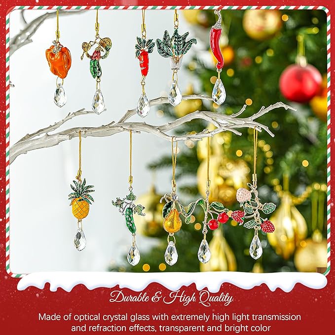 H&D HYALINE & DORA 4 Pcs Fruit Crystal Sun Catcher Rhinestone Cute Fruit Suncatcher with Crystals Prisms for Garden Home Decor