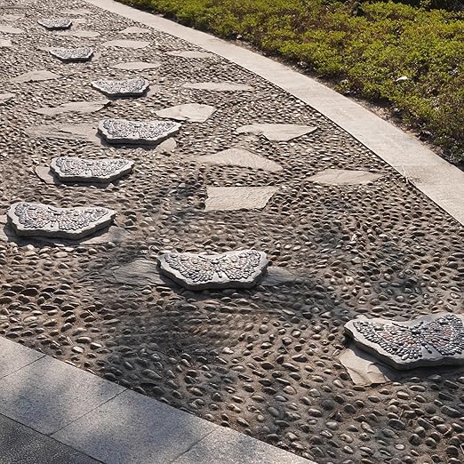 Garden Stepping Stones Outdoor - Resin Pebble in Butterfly Shape Stepping Stone Decorative Stone Bright Color Memories Pavers Outdoor for Garden Yard Multicolor 15.75 * 11.5 * 1 Inch