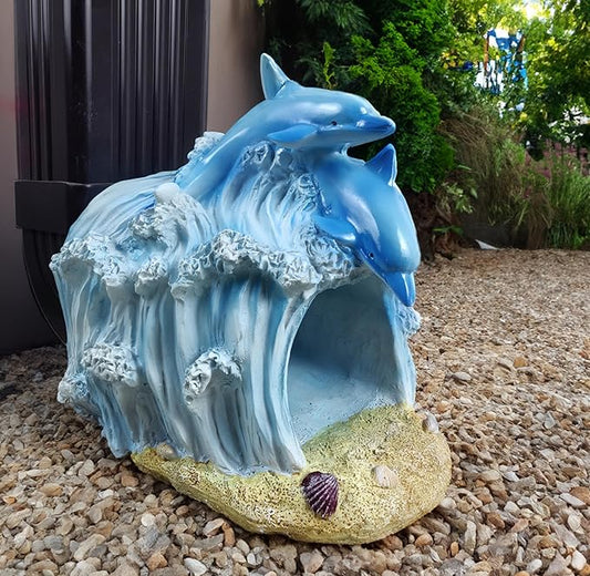 Gutter Diverter Rain,Dolphin Statue Deco Gutter Extension Downspout,Eco-Friendly Resin Sculpture Gutter Extender Diverter,Splash Block, Perfect Rain Gutter Downspout Extension for 3"x4" Downspouts