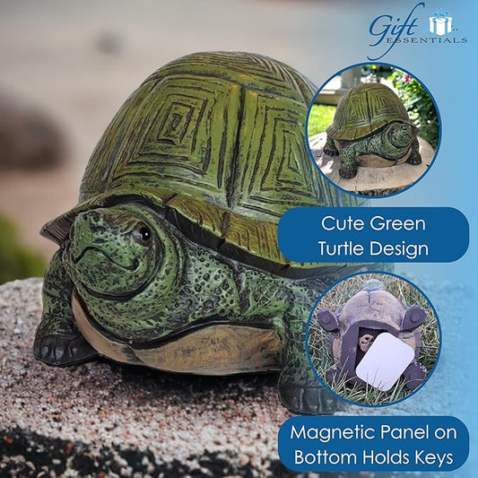 Gift Essentials Stocky Turtle Garden and Patio Decor and Key Hider - Holds 2 Hidden Keys Outside, Secret Hidden Door Underneath