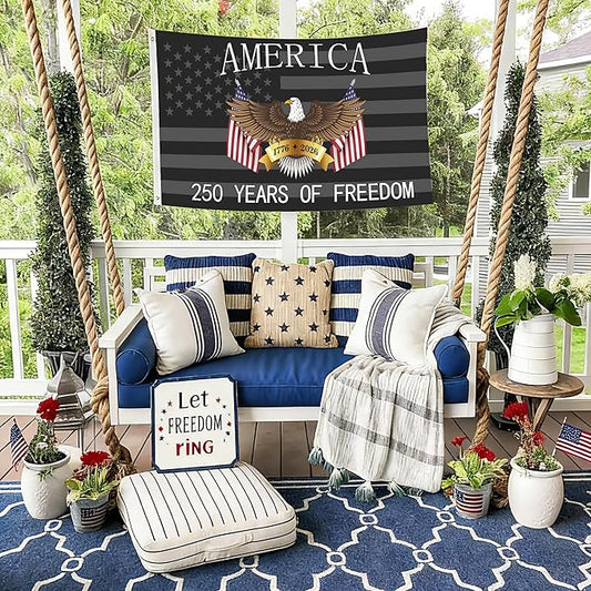 250 Anniversary USA Flag 3x5 Ft 2 Sided 3 Layers 250th Anniversary Flag We The People 1776-2026 250 Years Birthday Patriotic Decor for Outdoor Front Door Porch Wall (E)