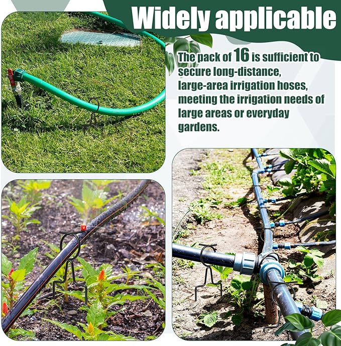 Shimeyao 16 Pcs Metal Garden Hose Guide Spike 8 Inch Plant-Saving Hose Garden Guards Adjustable for Outside Yard Lawn to Prevent Kinking and Protect Plants