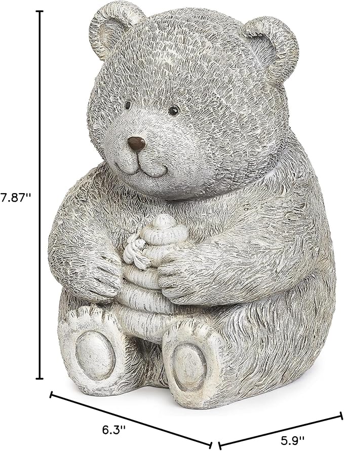 Roman Garden - Bear with Honey Statue, 7.75" H, Pudgy Pals Collection, Resin and Dolomite, Decorative, Garden Gift, Home Outdoor Decor, Durable, Long Lasting