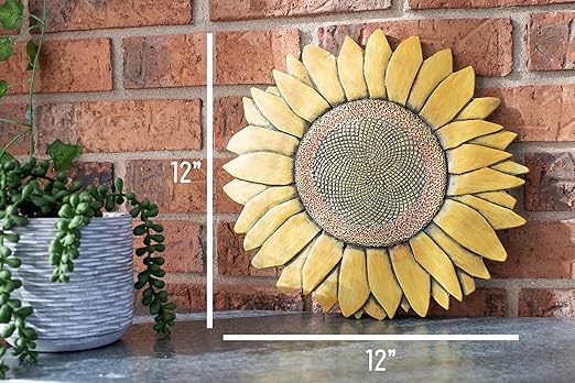 Magnolia Garden 12-Inch Sculpted Golden Sunflower Decorative Stepping Stone – 3D Floral Resin Garden Walkway Tile – Vibrant Yellow Flower Outdoor Accent