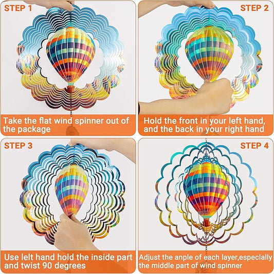 Hanging Decor Outdoor,Outdoor Garden Decor,Wind Spinners Outdoor Colorful Hot Air Balloon Hanging Decor,Ornaments Kinetic Yard Art, Valentine Gifts for Women,Family,Friends