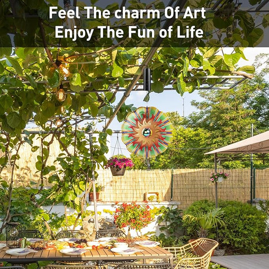 DuBant Battery Operated Wind Spinner & Free Stainless Steel Swivel Hook, Disco Ball Hanging Display Motor, Black Rotating Motor Hanging Spinner for Garden Outdoor Decor (Battery Not Included)