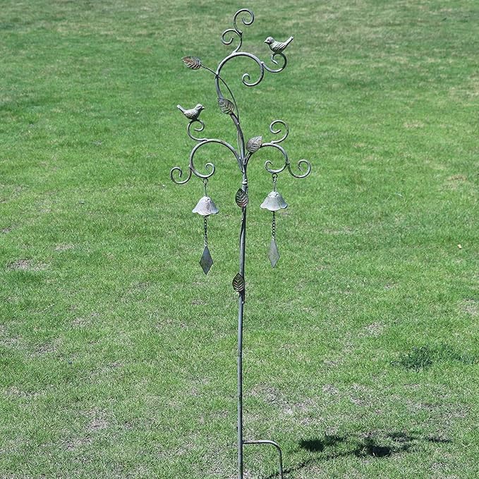 Garden Decor for Outside with Bells,Wind Chime Decorative Outdoor Yard Art, Metal Decorative Garden Stakes for Outside Garden,Flower Beds, Patio.