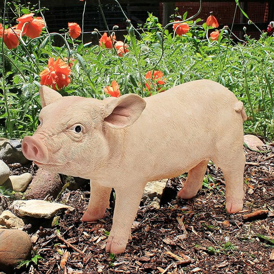 Design Toscano Piggy Garden Statue Porker, Multicolored 6.5"Wx15.5"Dx8.5"H