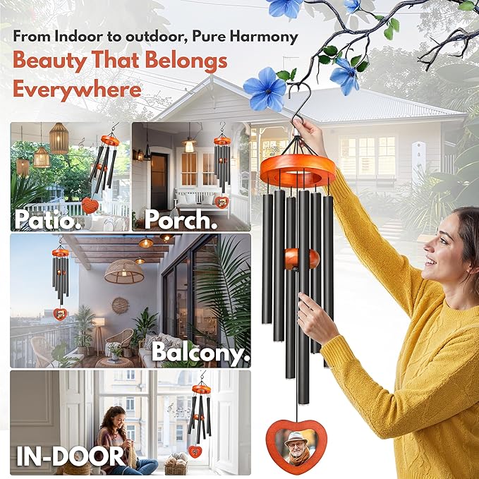 Personalized Memorial Wind Chimes - 32.5" Wind Chime for Loss of Loved One - Sympathy Remembrance Gifts - Bereavement Memorial Gift - Condolences Gift for Loss